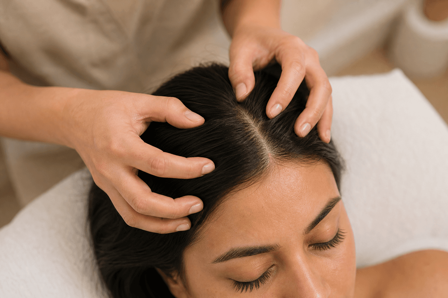 Massagem no couro cabeludo para saúde capilar