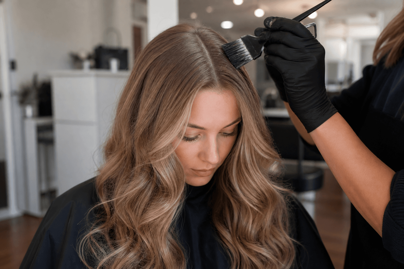 Retoque de raiz com coloração na linha de crescimento