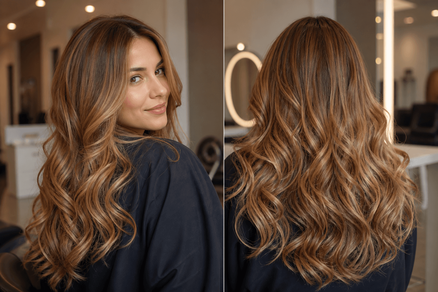 Transformação de cor com cabelo brilhante