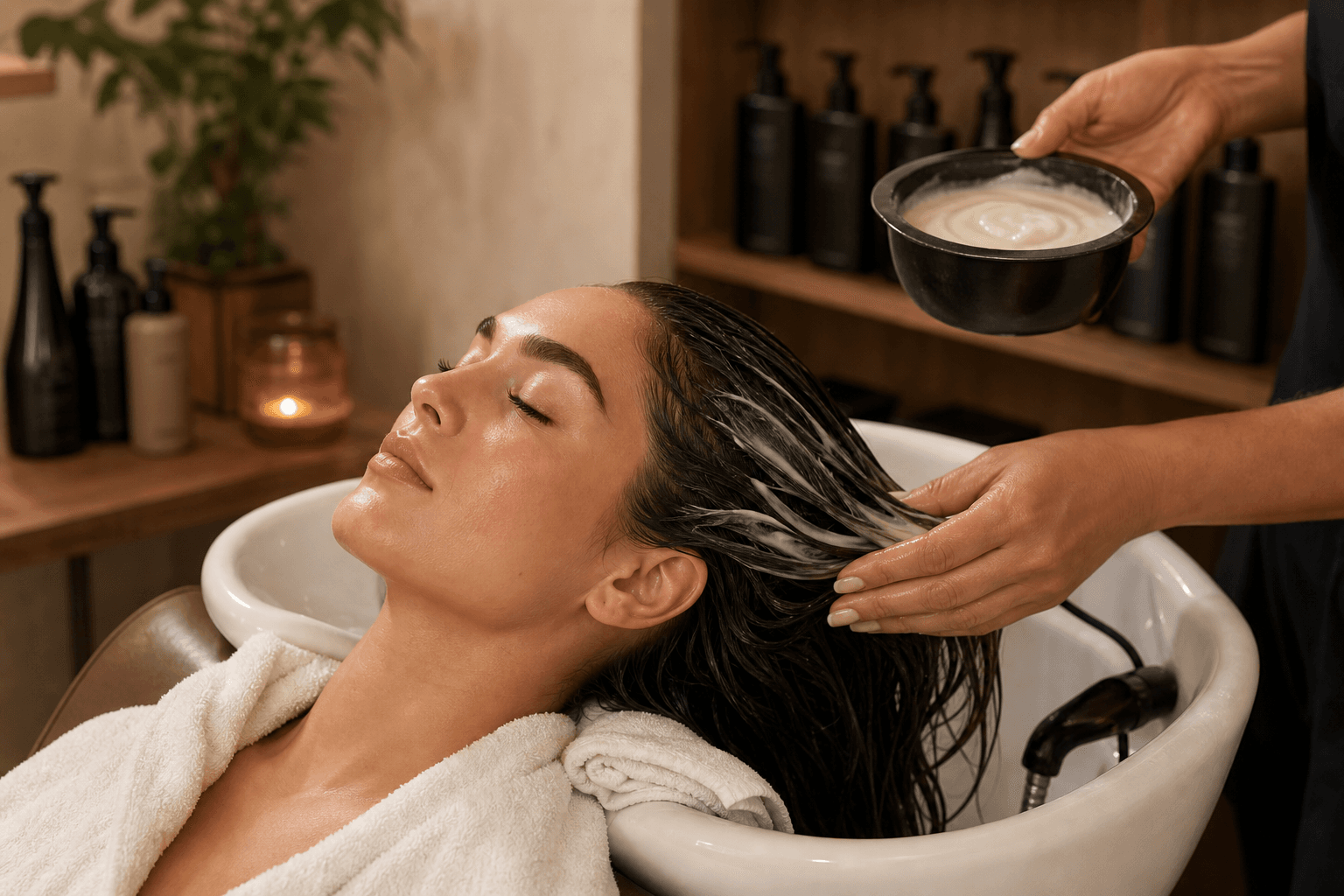 Tratamento hidratante para cabelo ressecado